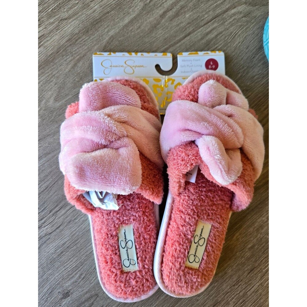 Jessica Simpson Pink Plush Knotted Slide Sandals NWT 💕💕💕